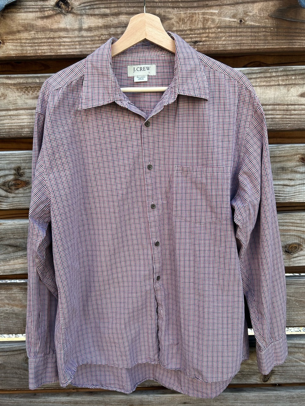 Vintage J. Crew 90s Red Checkered Button Down Shirt - L